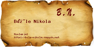 Bőle Nikola névjegykártya